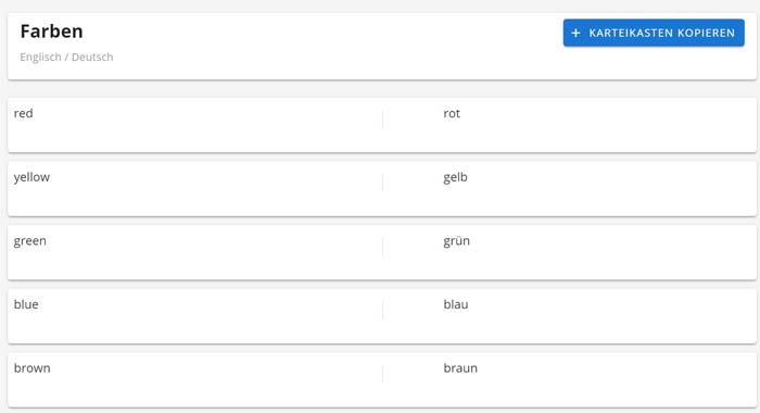 Karteikasten-Farben-Desk